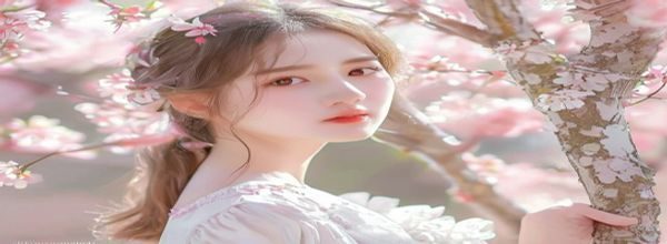 竖版ai美女壁纸展示，日系清纯少女站在樱花树下，粉白色调浪漫唯美，适合手机锁屏壁纸